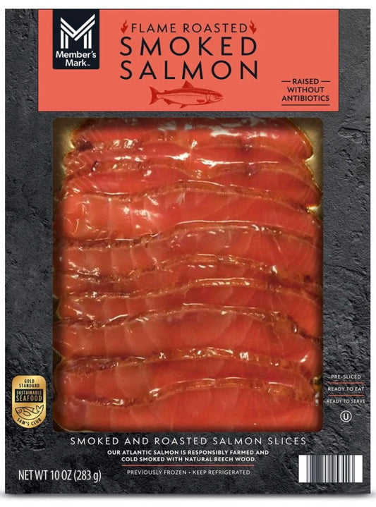Member's Mark Farm Raised Flame Roasted and Smoked Salmon Slices, 10 oz.